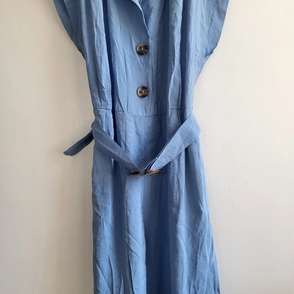 New Zara Soft Belted Blue Jumpsuit NWT Size Small